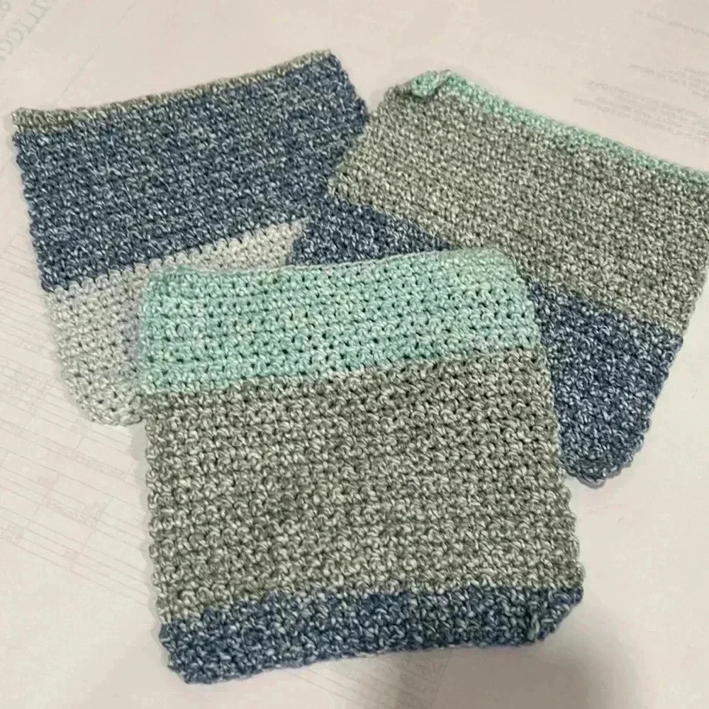 Hand Crocheted Washcloth/Dishcloth - Set of 3